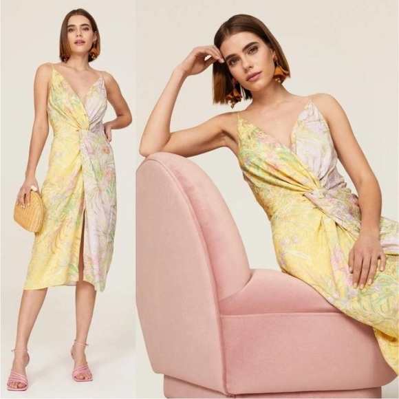 Delfi Collective x Free People Frankie Knotted Plunge Neck Midi Dress - Picture 1 of 15